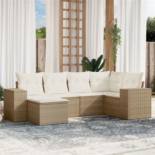 Non Communiqué Beige Salon De Jardin Modulable Vidaxl Rotin 6 Pieces 62 X 62 X 69 Cm 6 Personnes