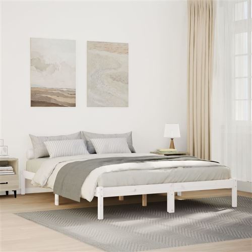 vidaXL Cadre de lit extra long sans matelas 160x210 cm bois massif pin