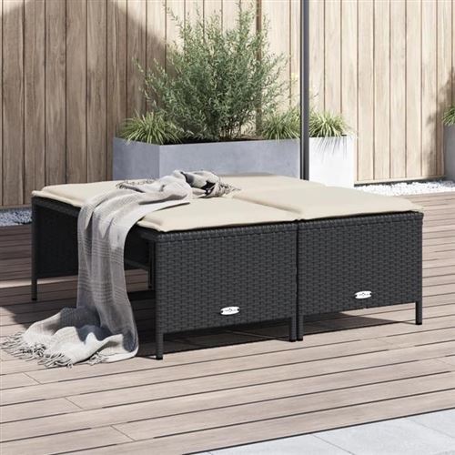 Vidaxl Noir Tabourets De Jardin 4 Pcs Résine Tressée – - Image 3