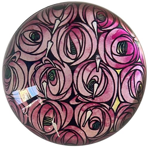 Parastone Presse Papier Roses Par Charles Rennie Mackintosh - En Verre - Diamètre 8 Cm - Hauteur 4 Cm