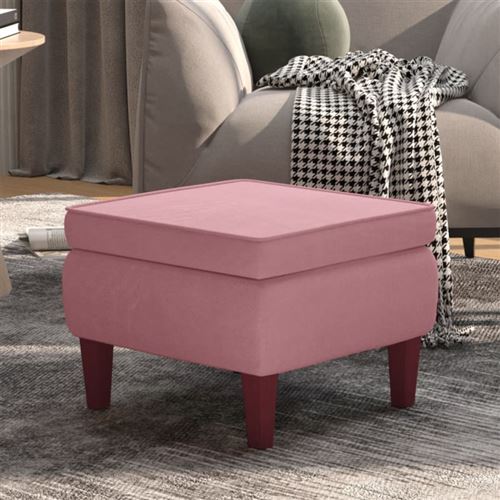 Vidaxl Rose Tabouret Avec Pieds En Bois Velours - Image 3