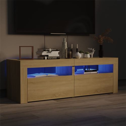 Meuble TV avec lumières LED chêne sonoma 120x35x40 cm