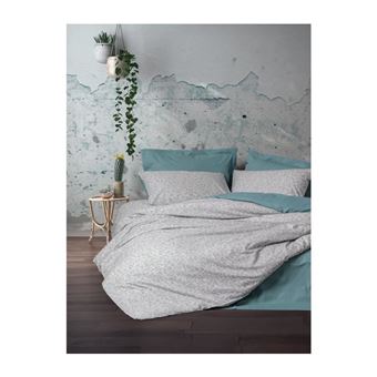 Parure de lit - 129CTN94493 - 1 housse de couette 220 x 240 cm + 2 taies d'oreiller 60 x 60 cm - 100% coton ranforcé - Menthe - 1