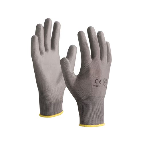 Gants tricotés polyester enduction polyuréthane gris T8 - 5071PUL
