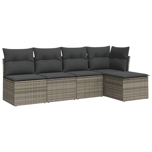 Vidaxl Gris Salon De Jardin 5 Pcs Avec Coussins - Image 3