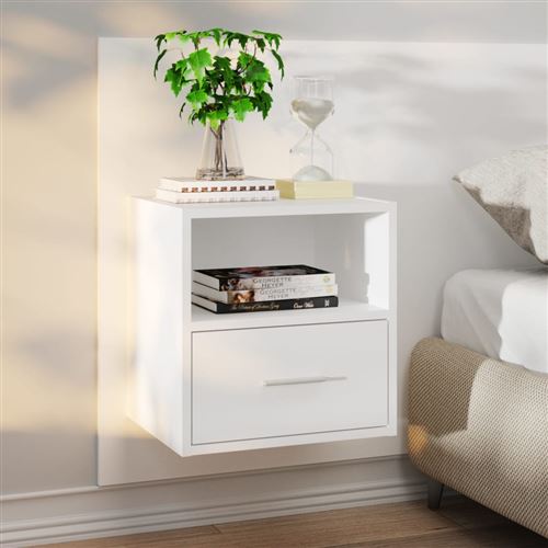 Tables de chevet murales 2 pcs Blanc