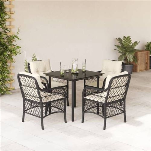 Vidaxl Ensemble À Manger De Jardin Avec Coussins 5 Pcs, Table Et Chaises De Patio, Meubles D'extérieur Terrasse, Moderne, 3212090 - Image 2
