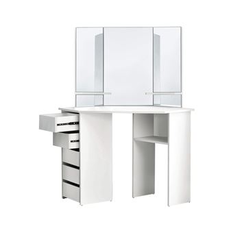 ML-Design Coiffeuse Moderne Blanc 110 x 141,5 x 54 cm avec 3 Miroirs, 5 Tiroirs, 3 - 1