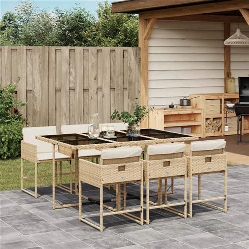 Vidaxl Beige Ensemble À Manger De Jardin 7 Pcs - Image 2