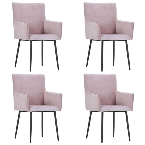 vidaXL Chaises de salle à manger avec accoudoirs 4 pcs Rose Velours