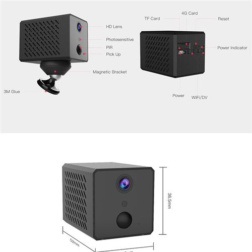 RUMOCOVO Mini caméra de Surveillance nocturne sans fil 4G IR, appareil de sécurité IP Wifi 1080P, batterie 2600mAh avec 64g carte D2