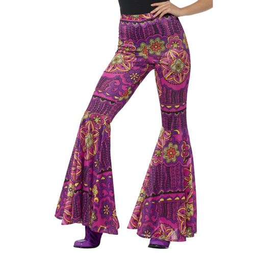 pantalon pattes d'eph hippie rose M/L - 45166/L Smiffys