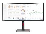 Lenovo ThinkVision T34w-30 - Écran LED - incurvé - 34" - 3440 x 1440 UWQHD - VA - 350 cd/m² - 3000:1 - 4 ms - HDMI, DisplayPort, USB-C - noir corbeau