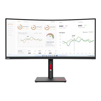 Lenovo ThinkVision T34w-30 - Écran LED - incurvé - 34" - 3440 x 1440 UWQHD - VA - 350 cd/m² - 3000:1 - 4 ms - HDMI, DisplayPort, USB-C - noir corbeau
