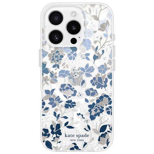 Coque pour iPhone 16 Pro Max Motif Floral Compatible MagSafe Kate Spade Blanc / Bleu