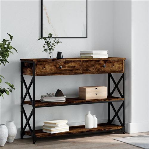 VIDAXL - Table Console - Chêne Fumé - 100 x 28 x 75 cm - Image 2