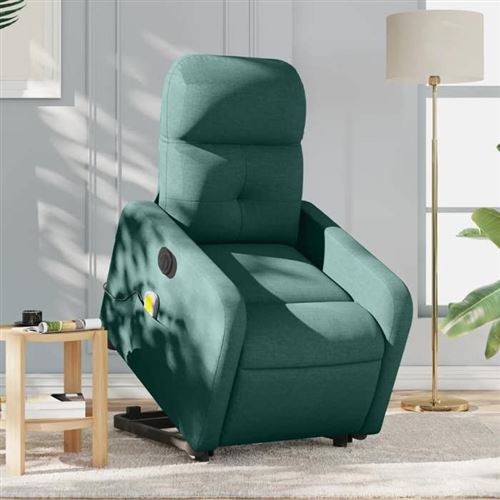 Non Communiqué Vert Vidaxl Fauteuil De Relaxation, Massage, Inclinable Électrique Réglable Tissu Foncé