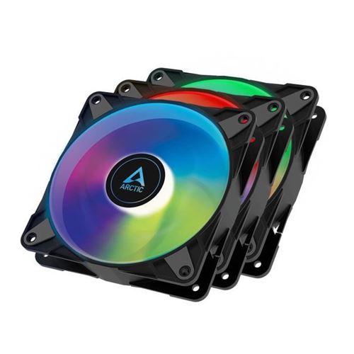 Arctic P12 Pwm Pst A-Rgb 0Db - Value Pack - Ventilateur Châssis - 120 Mm - Noir (Pack De 3)