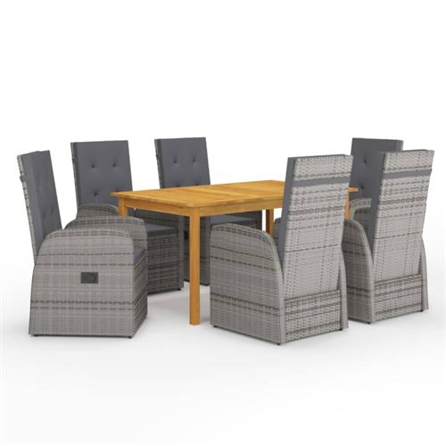 Vidaxl Gris Ensemble À Manger De Jardin 7 Pcs - Image 2