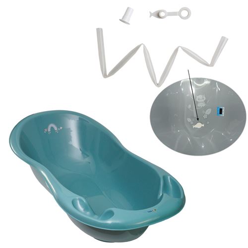 Baignoire bébé GENERIQUE MonMobilierDesign Baignoire bébé thermomètre Vert  viride Météo 102 cm + Pied + Tuyau