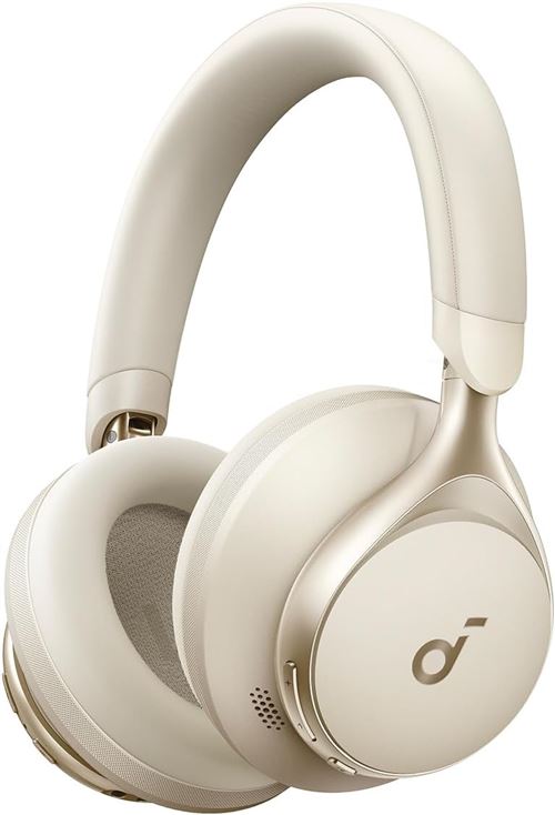 Soundcore Space One - Écouteurs avec micro - circum-aural - Bluetooth - sans fil, filaire - Suppresseur de bruit actif - jack 3,5mm - café latte