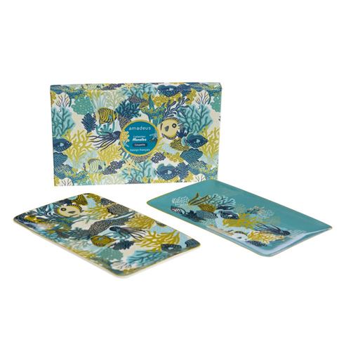 Non Communiqué Bleu Coffret De 1 Coupelle Rectangle Manatea - Amadeus - Porcelaine