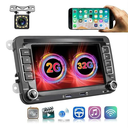 Autoradio 7 Pouces Android 10 Bluetooth GPS Caméra Recul FM USB Stéréo Voiture YONIS