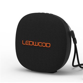 Enceinte Bluetooth Portable 15W avec LED Ambiance Etanche Ledwood Noir - 1
