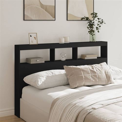 vidaXL Armoire tête de lit avec LED noir 160x17x102 cm839204