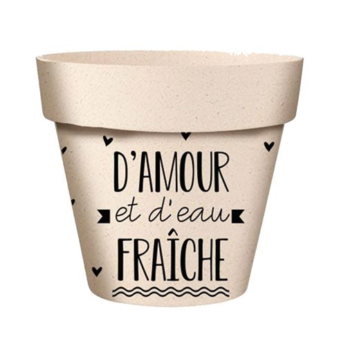 SUD TRADING Cache Pot en Bambou D'Amour et d'eau Fraîche - Hauteur 24.5 cm - Diamètre 25.5 cm