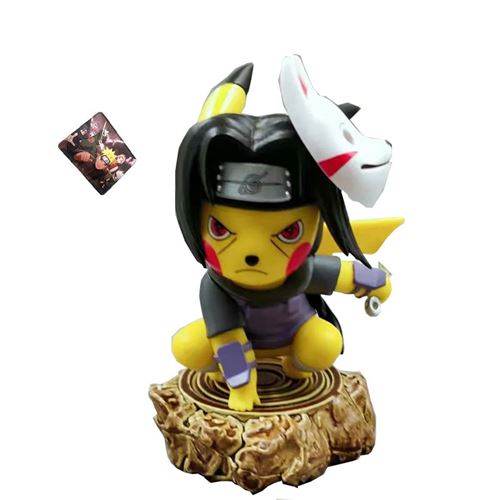 Figurine Pokemon Pikachu Cosplay modèle 11cm avec tapis de souris Naruto - (Uchiha Itachi)