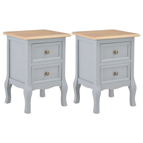 vidaXL 2 pcs Tables de chevet Gris 35x30x49 cm MDF