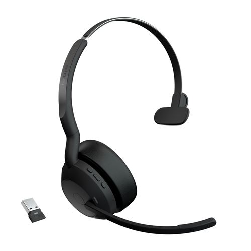 Non Communiqué Noir Jabra Evolve2 55 Uc Mono - Micro-Casque - Sur-Oreille - Bluetooth - Sans Fil - Suppresseur De Bruit Actif - Usb-A - Certifié Zoom, Certifié Pour Microsoft Teams, Cisco Webex Certified, Optimisé Pour La Cu, Certifié Alcatel-Lucent, Cert