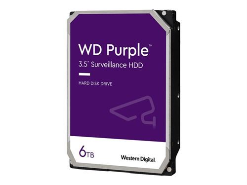WESTERN DIGITAL WD Purple Surveillance Hard Drive WD60PURZ - Disque dur - 6 To - interne - 3.5"" - SATA 6Gb/s - 5400 tours/min - m&eacute;moire tampon : 64 Mo 