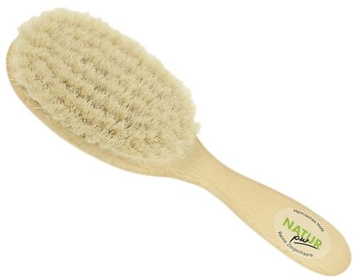 Glückskäfer brosse bébé poil de chèvre 15 cm blanc