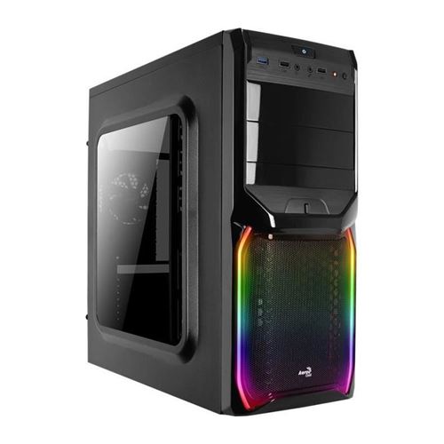 AEROCOOL Boîtier PC V3X - Avec fenetre - RGB - Format ATX - Moyen Tour - Noir