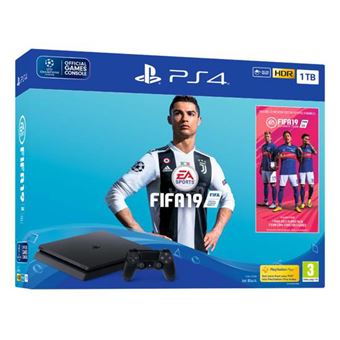 Pack Sony Console PS4 Slim 1 To Noir + FIFA 19 Standard Edition + Accès PS Plus 14 jours