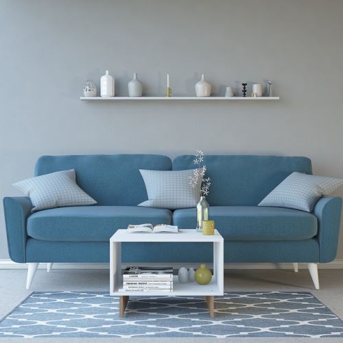 HOMEMANIA Table Basse Arian Porte-Revues - avec Compartiment - pour Salon, Canapé - Blanc en Bois, 60 x 60 x 42 cm