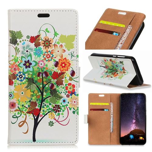 Etui en PU impression de motifs arbre de fleurs avec des fruits pour votre Motorola Moto G7 Power