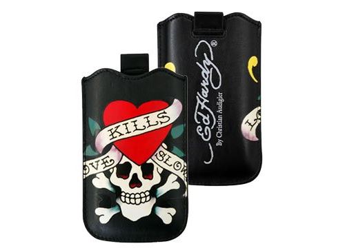 Etui Cuir Noir Ed Hardy iPhone 4 Love kills Slowly