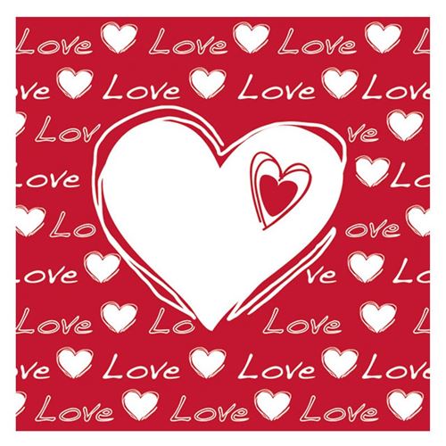 20 serviettes cur amour rouge 33x33cm