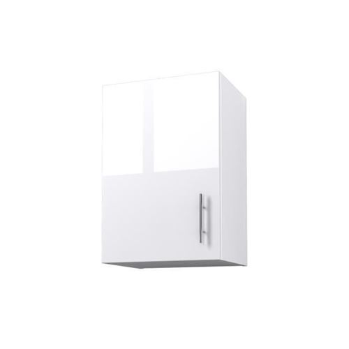 Obi Caisson Haut de Cuisine avec 1 Porte l 40 cm - Blanc et Blanc laqué Brillant