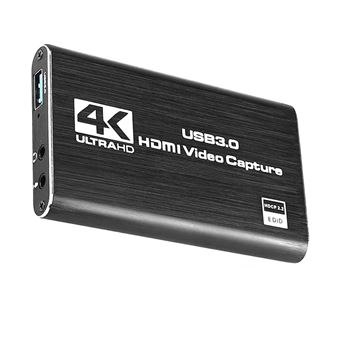 HaavPoois Carte de Capture de Jeu Boîtier Denregistrement HDMI 4k Carte de Capture USB 3.0 Microphone de Jeu sans Pilote Enregistreur Vidéo HD 1080p pour Diffusion en Direct de Jeux 
