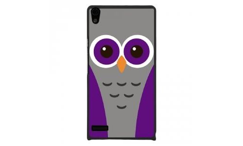 Coque rigide pour Huawei Ascend P6 avec impression Motifs chouette mauve et grise