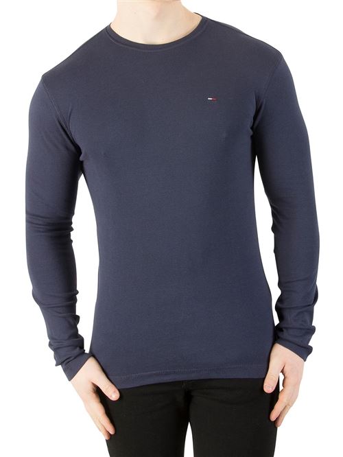 Tommy Jeans Homme T-shirt Slim Fit à manches longues, Bleu