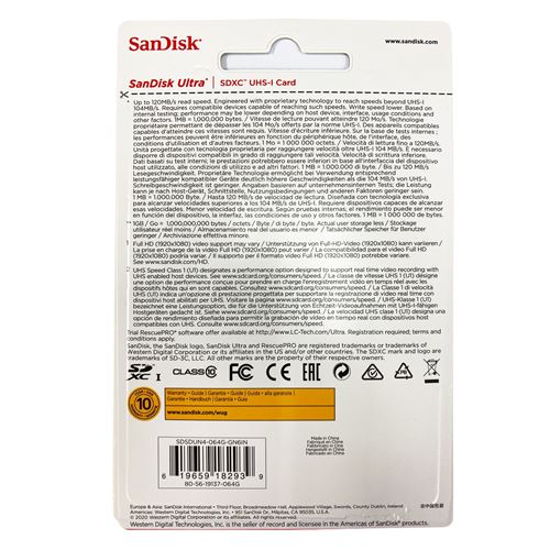 Carte SanDisk Ultra SD 64 Go