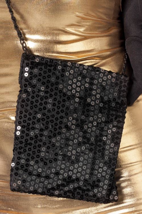 Sac a main paillettes noir
