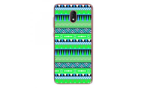 Coque souple pour Wiko Lenny 5 avec impression Motifs aztèque bleu et vert