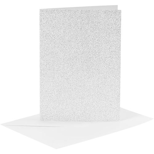 Creotime cartes à paillettes avec enveloppes 10,5 x 15 cm 4 pièces argent