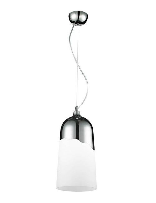 Paris Prix - Lampe Suspension Verre daga 18cm Chrome & Blanc